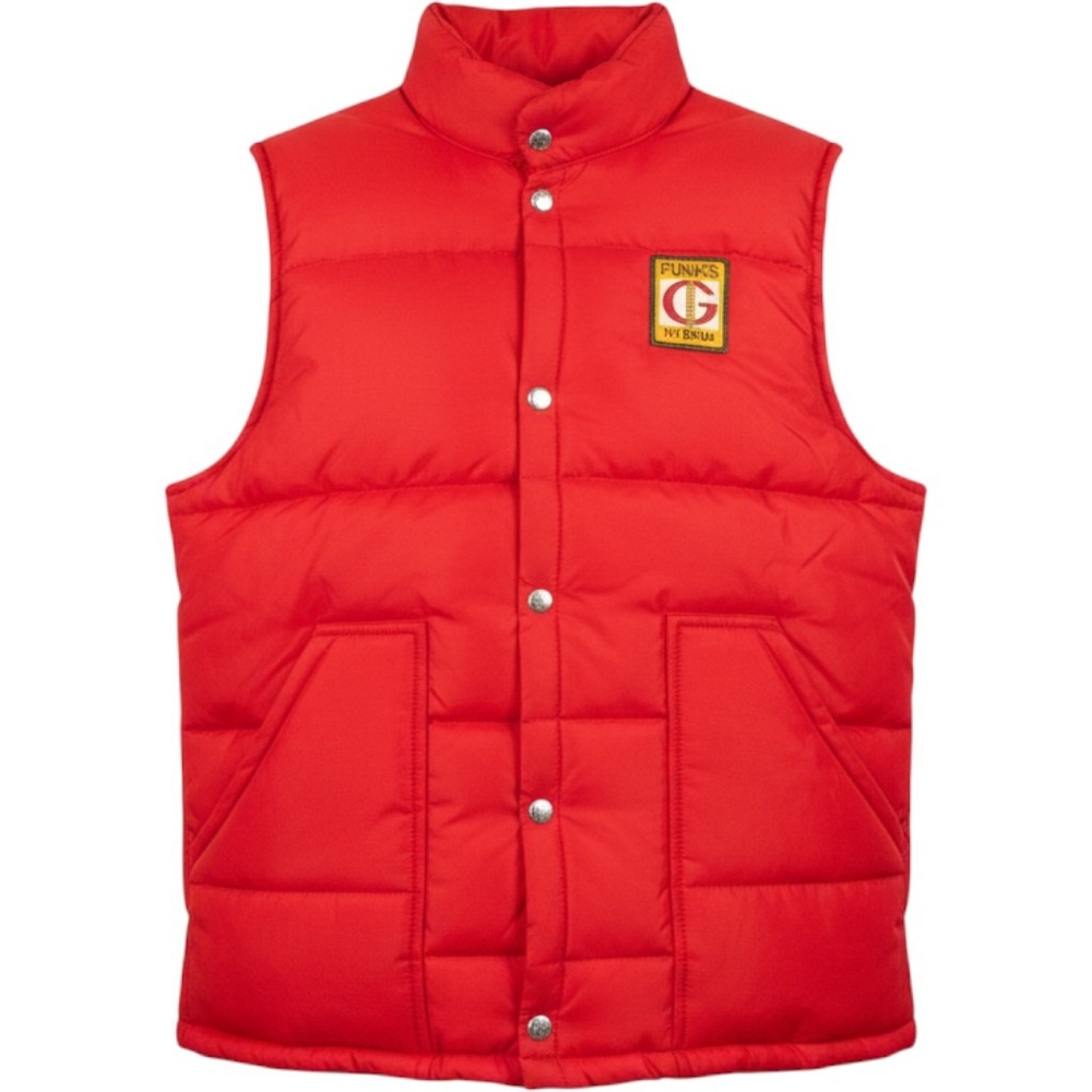 Swingster Puffer Vest Mens Medium Red Excellent Vintage Funks G Hybrid Patch